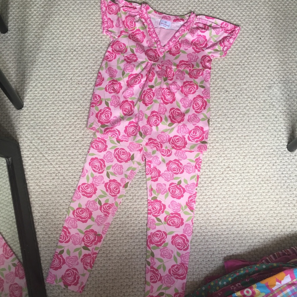 Hanna Andersson pink floral outfit size 8 (130)